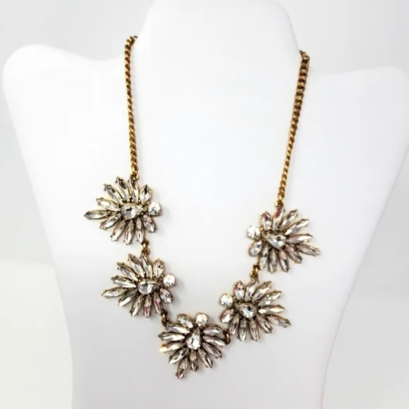 J. CREW CLEAR RHINESTONE STATEMENT NECKLACE WOMEN JEWELRY BRIDAL FORMAL PROM - Picture 1 of 12